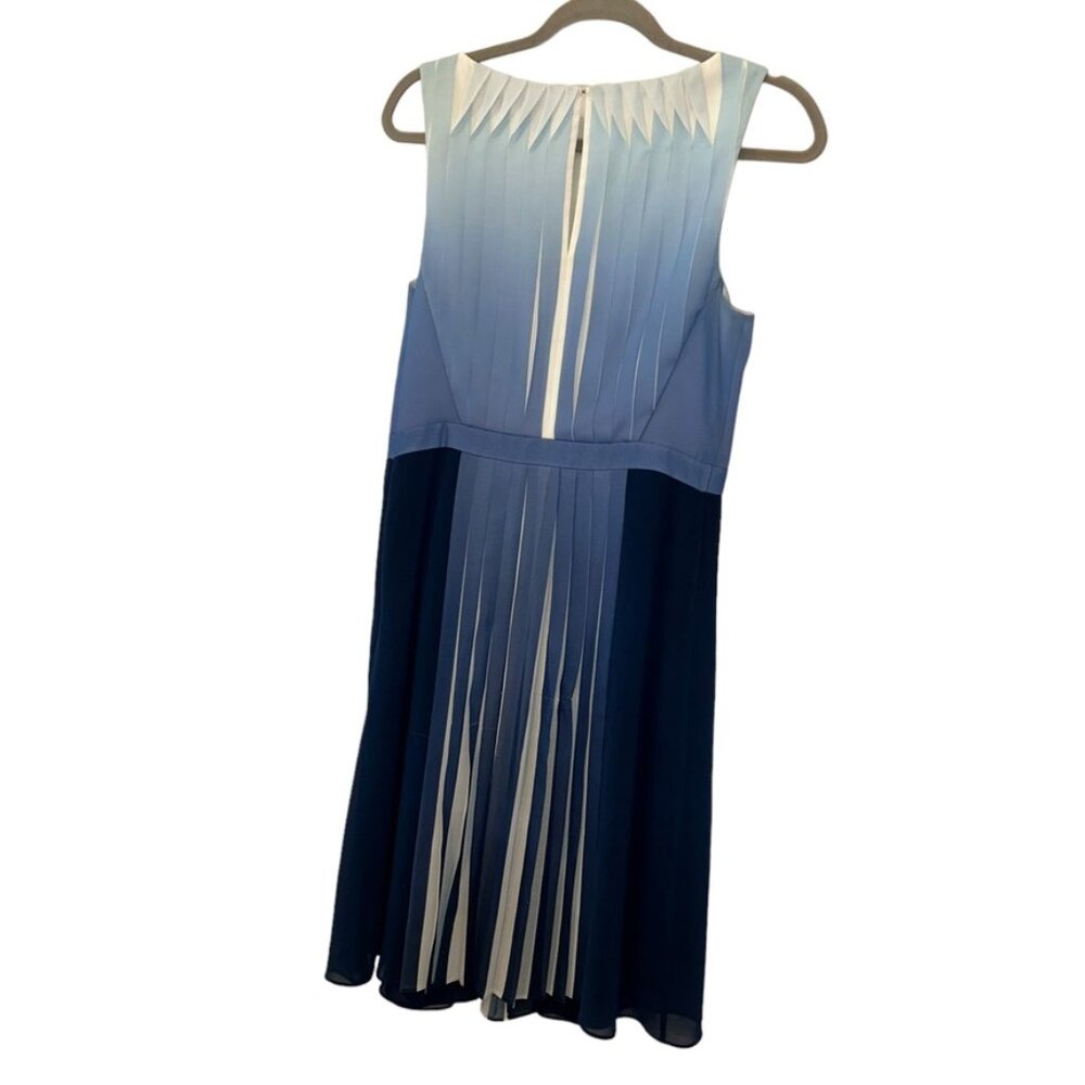 karen Millen British Designer dip dye ombre summer blue allpleated shift dress 8